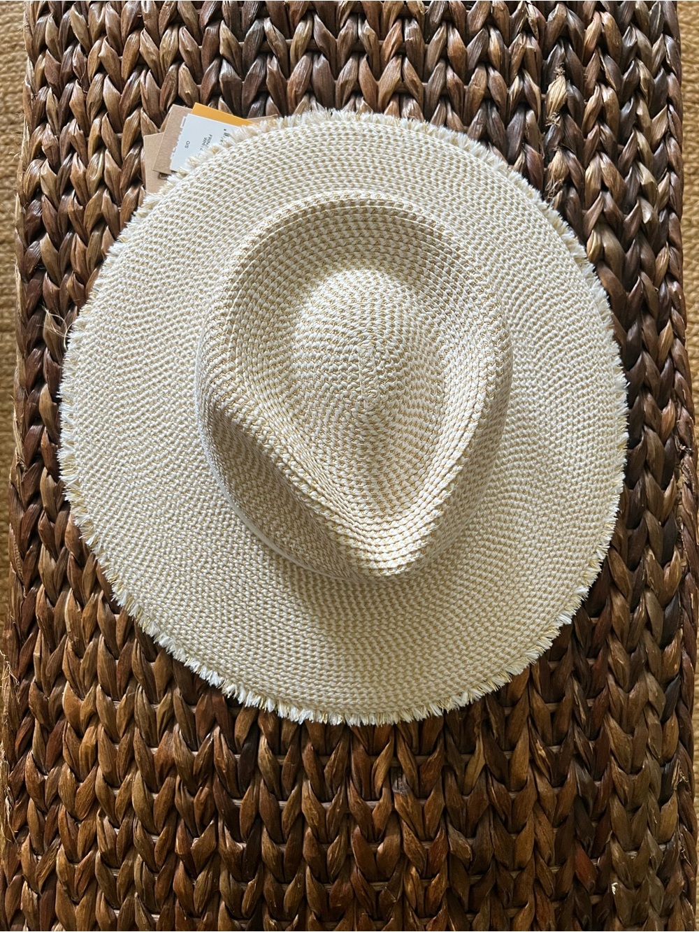 Eric Javits Fringe Pinch White Straw Fedora - Picture 6 of 9
